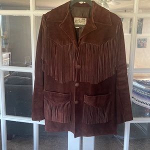 Vintage Leather Western Brown Jacket with fringe